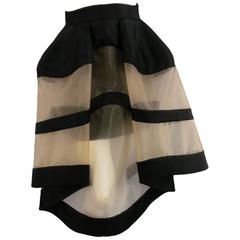 DELPOZO Taille 4 Black & Tan Mesh Exreme Exaggerated Structured Skirt