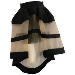 DELPOZO Size 4 Black & Tan Mesh Exreme Exaggerated Structured Skirt