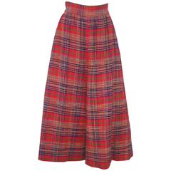 Vintage 1970's Wool Plaid Wide Legged Culotte Pants