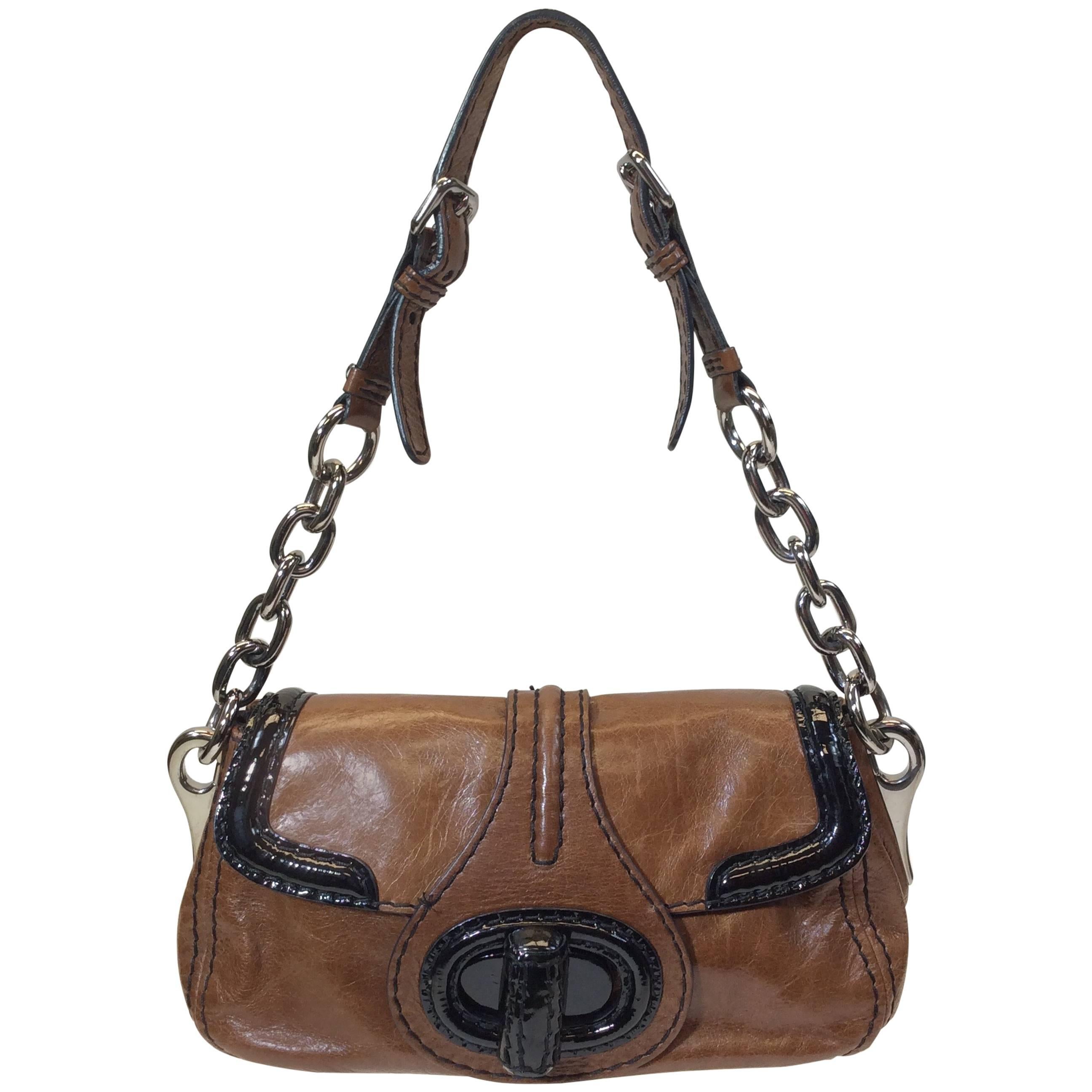 Prada Brown and Black Leather Handbag