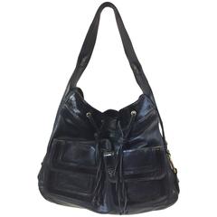 Yves Saint Laurent Black Leather and Suede Handbag