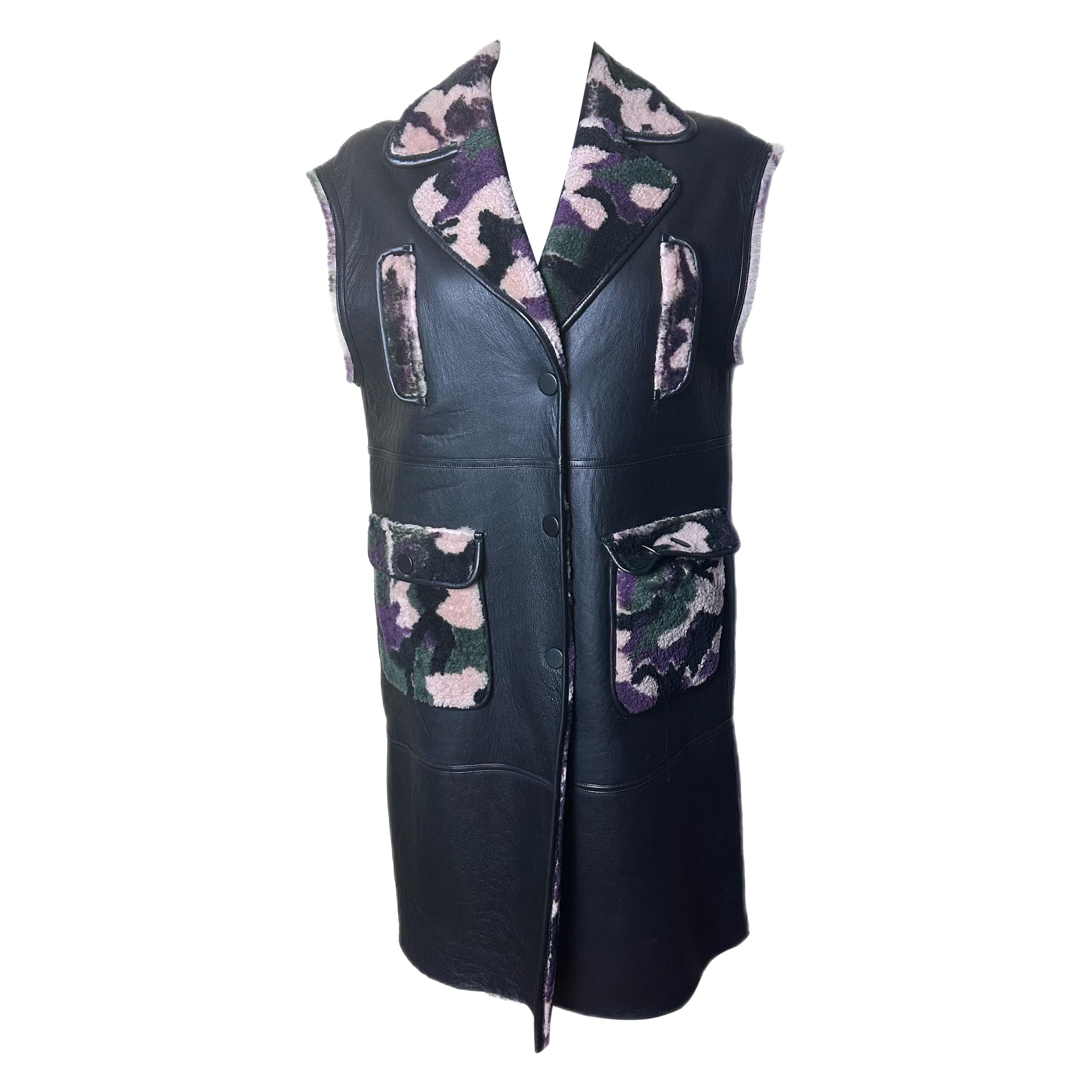 Gilet in pelle e montone nuovo con cartellino For Sale