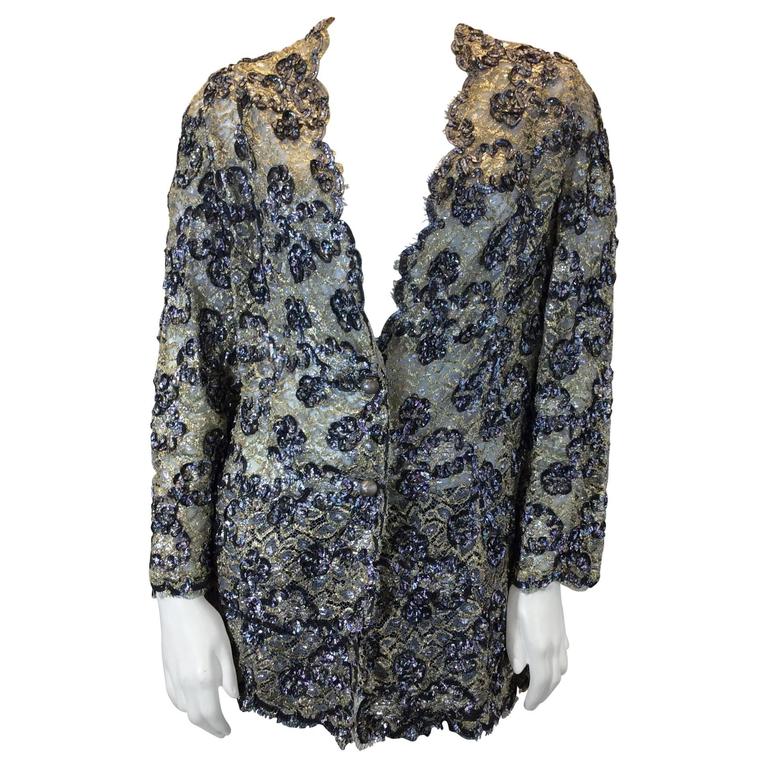 Geoffrey Beene Gold and Black Lace Jacket For Sale at 1stdibs