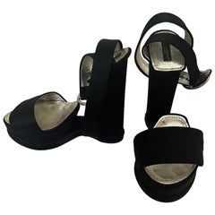 Dolce & Gabbana Black Satin Peep Toe Evening Shoes 39