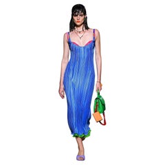 S/S 2021 L# 24 VERSACE TRESOR DE LA MER BLUE STARFISH FRILL PLISSE Dress IT 42