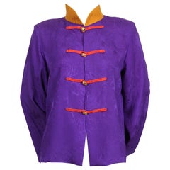 1990's YVES SAINT LAURENT vivid silk Cheongsam style jacket 