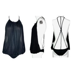 2000's Dsquared2 Sheer Black Backless Strappy Bodysuit Top