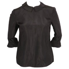 1998 MIU MIU minimalist black runway shirt with ruffles