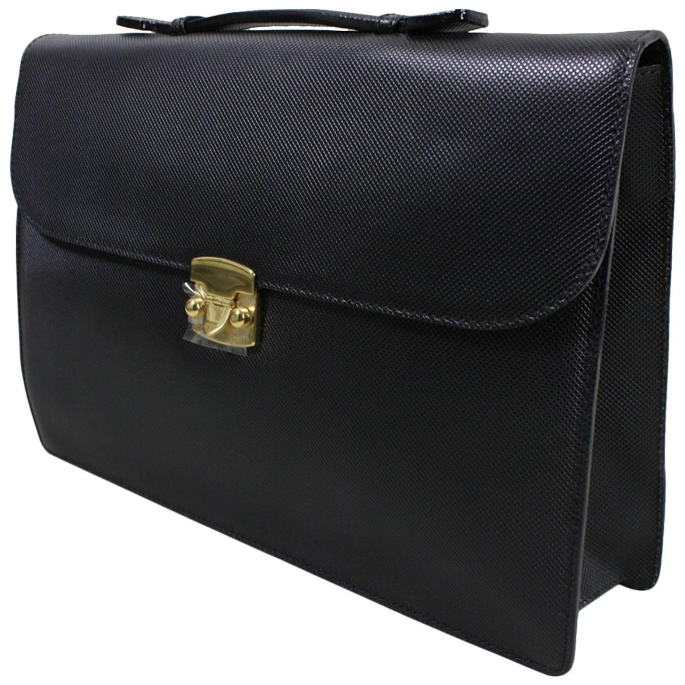 Bottega Veneta Black Leather Briefcase, 1990s 