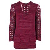 Chanel Blue and Red Cotton Knit Crochet Sweater - 40