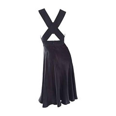Vintage Geoffrey Beene 90s Minimalist ' Criss Cross ' 1990s Black Silk Dress