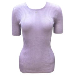 Chanel Purple Cashmere and Silk Short Sleeves Top 