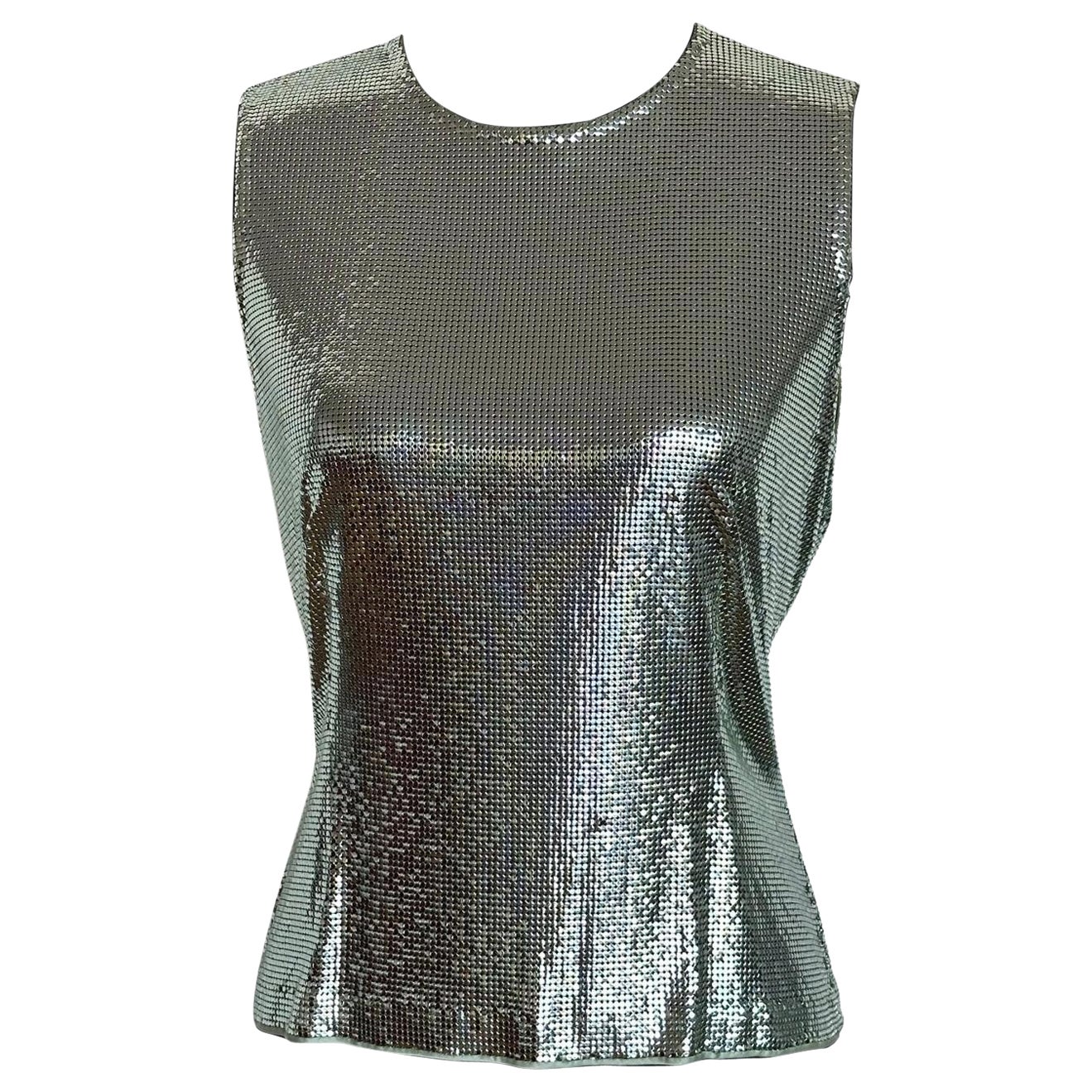 Gianni Versace Couture Metallic Mesh Top For Sale