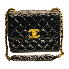 Chanel Black Quilted Patent Big CC Turn-lock Flap Shoulder Bag 
