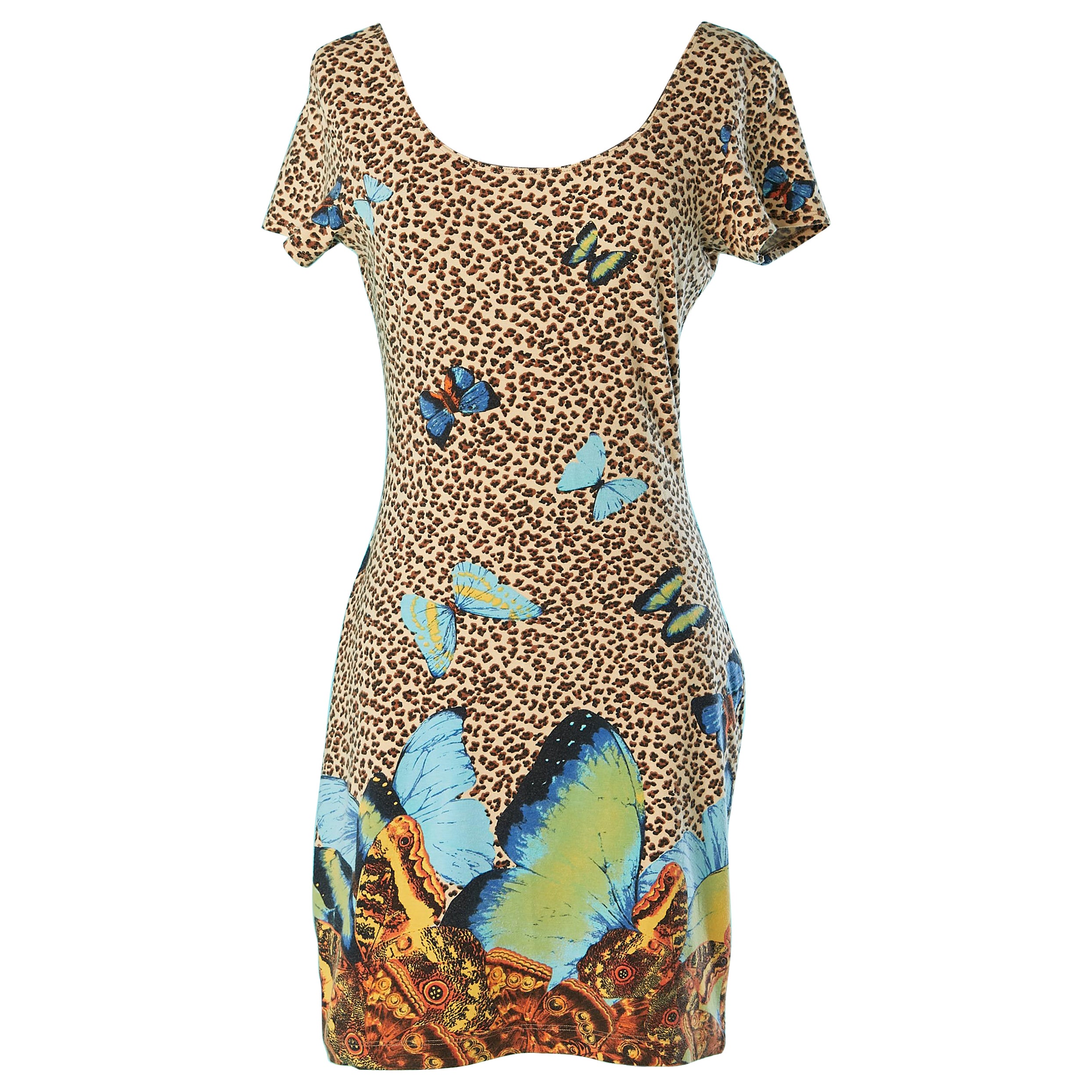 Tee-shirt dress with animal and butterfly prints Kenzo Jungle  For Sale