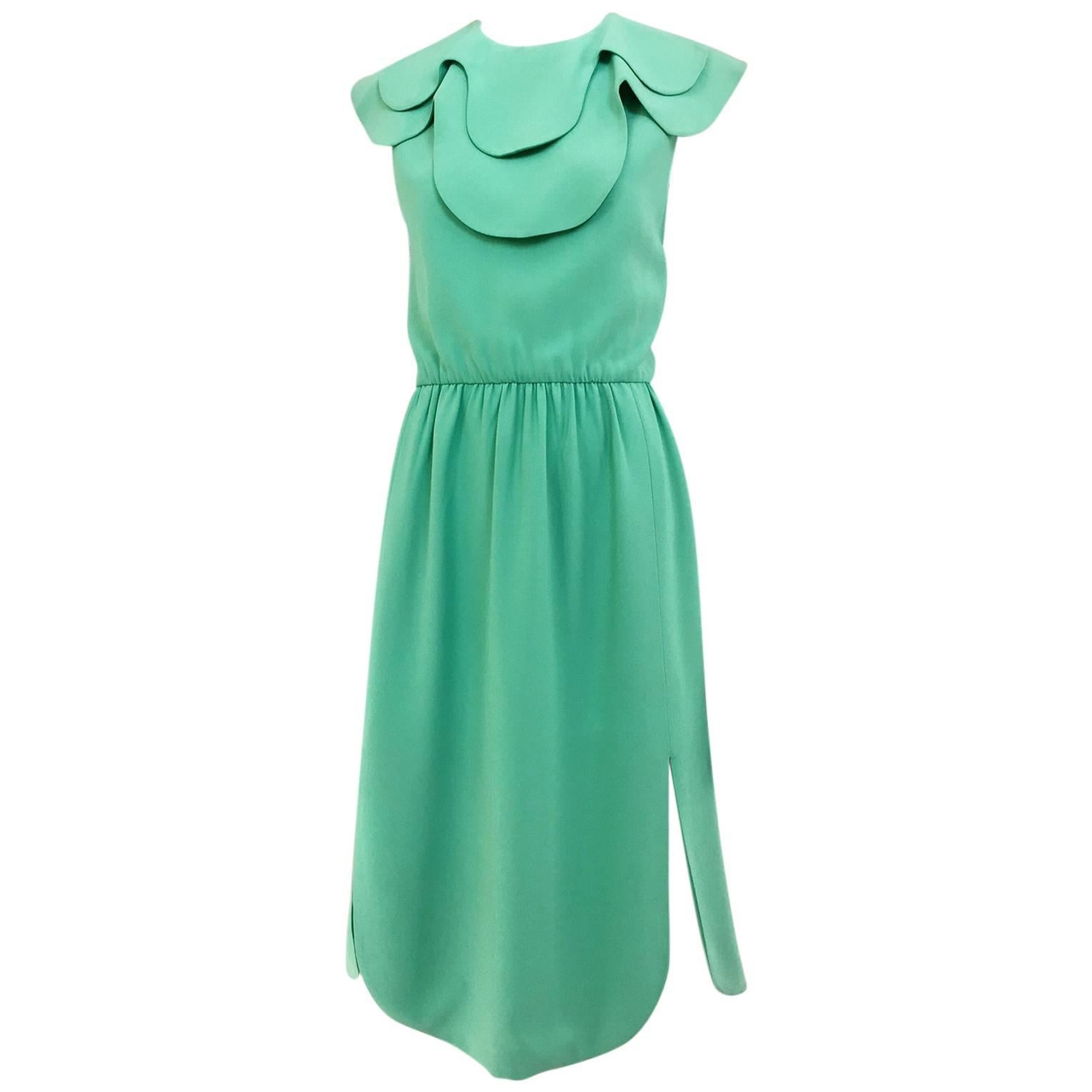 Donald Brooks Seafoam Green Silk Dress, 1960s  For Sale