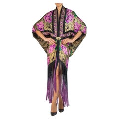 MORPHEW COLLECTION Black, Gold & Purple Metallic Silk Lamé Cocoon With Fringe A
