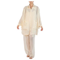 Morphew COLLECTION Champagne Chiffon LIZA Button Down Kaftan Shirt