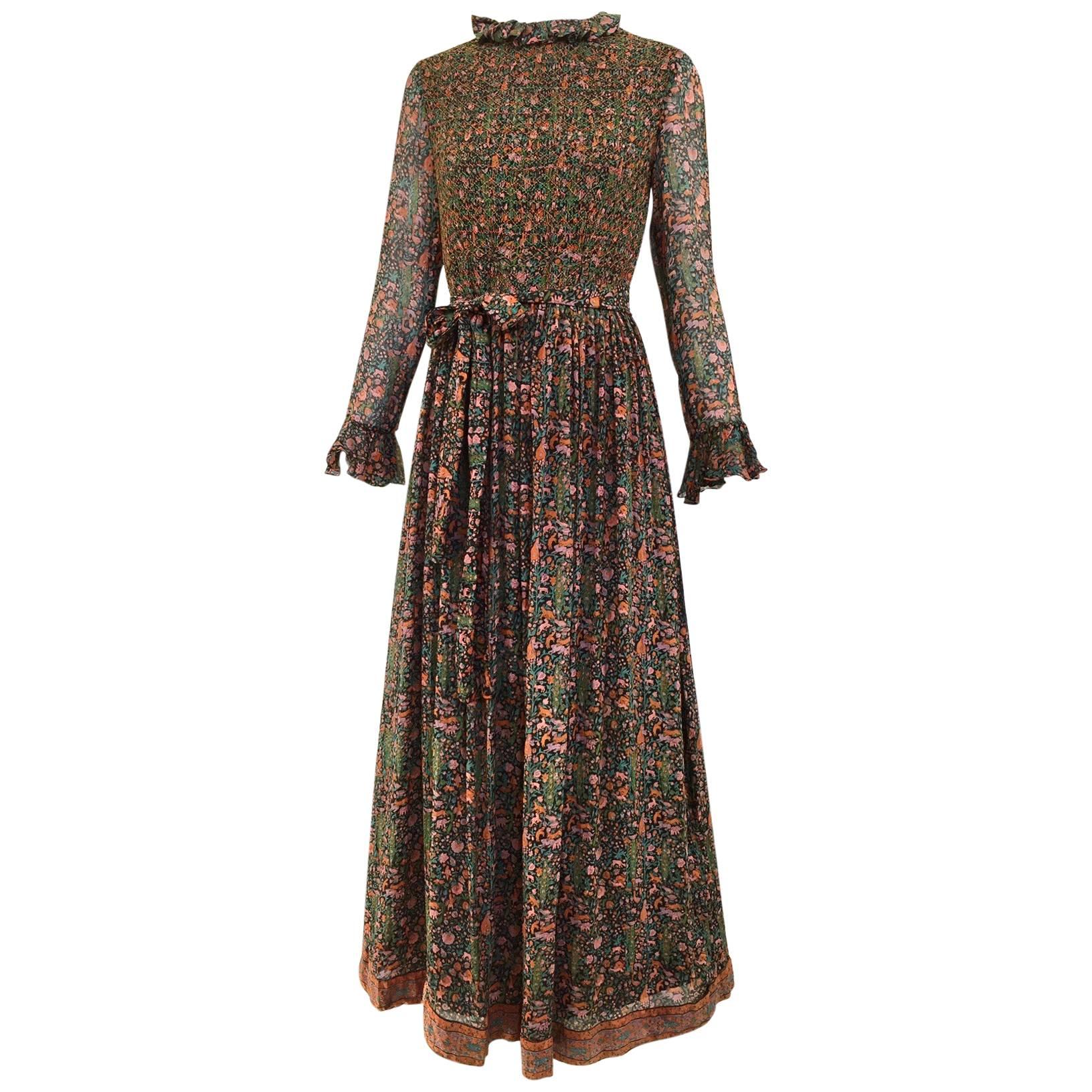 70s Treacy Lowe floral silk maxi dress