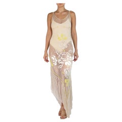 MORPHEW ATELIER Rayon & Silk Hand Knotted Edwardian Net Gown With Fringe