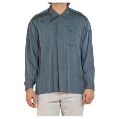 Camicia da uomo in misto seta grigia con tasche a toppa 1950S SCHIAPARELLI