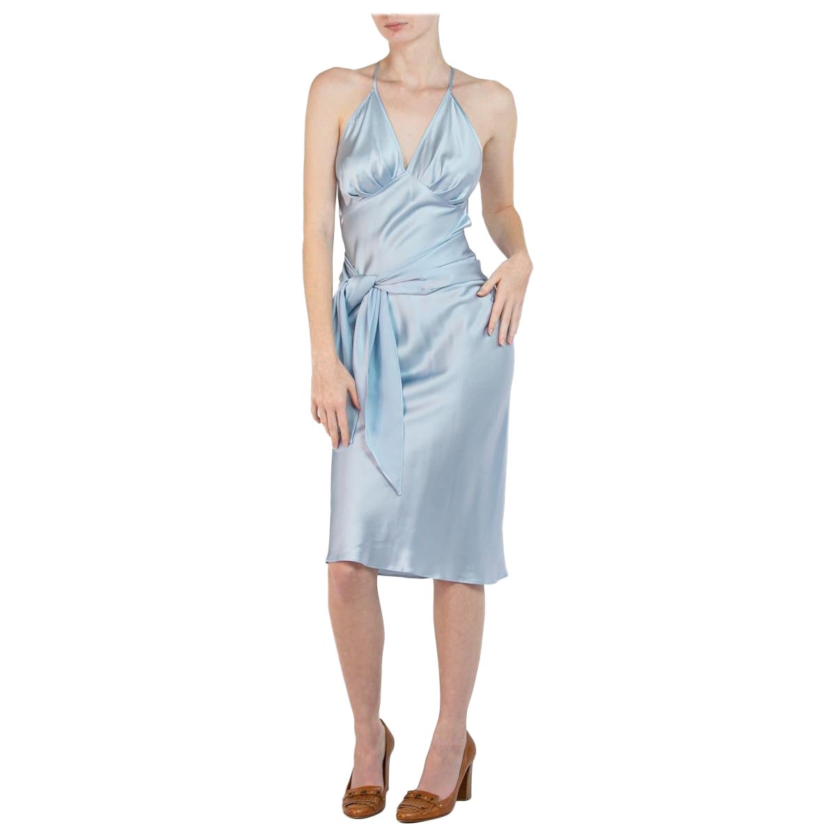 MORPHEW COLLECTION Ice Blue Silk Charmeuse Sagittarius Dress For Sale