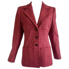 Vintage 1970s Yves Saint Laurent Pink Check Blazer 