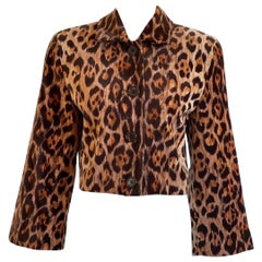 1990s Perry Ellis Leopard Velvet Short Jacket