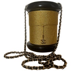 Chanel 2006 Limited Edition Runway Gold. & Black Lucite Spool Evening Bag