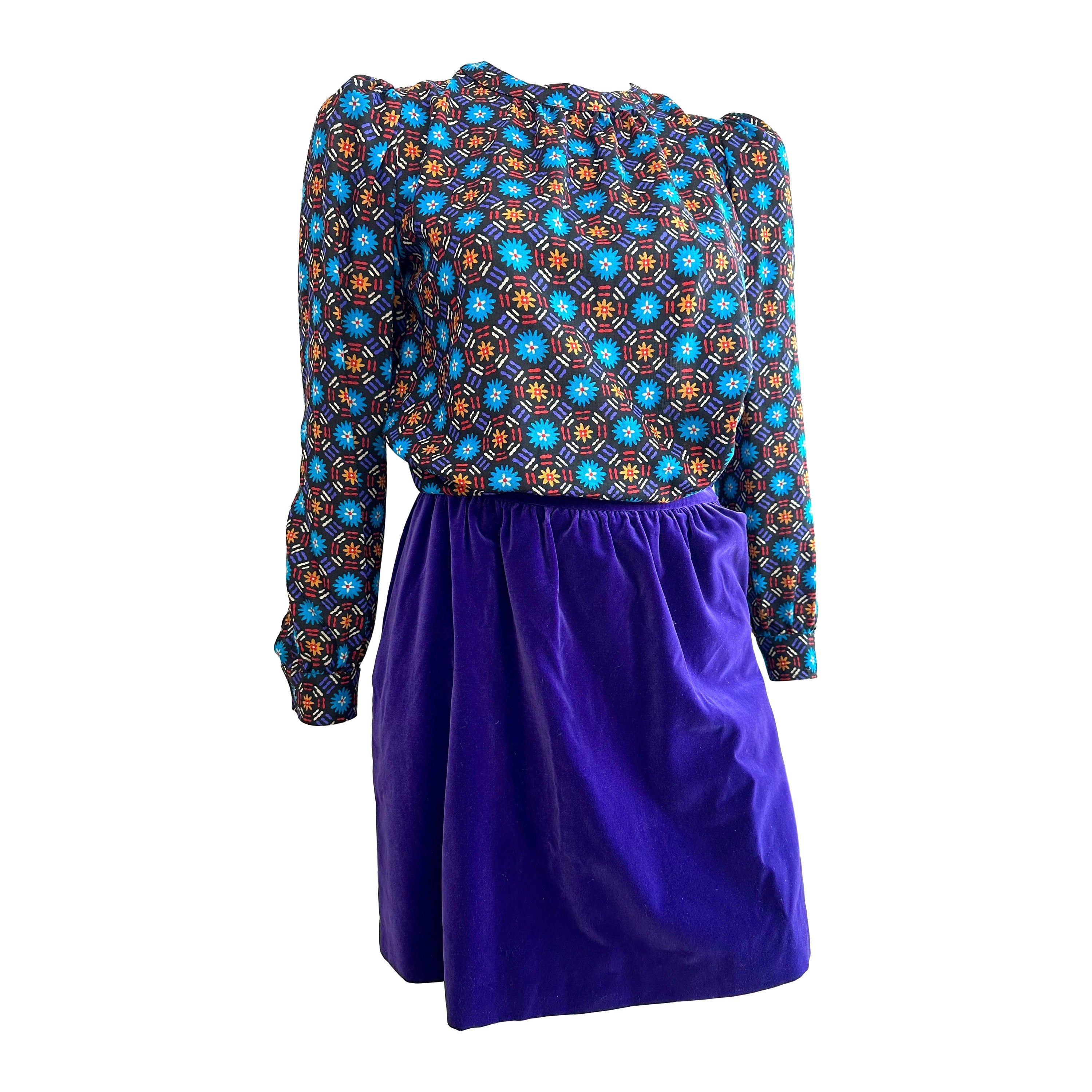 Yves saint Laurent vintage deep purple velvet skirt For Sale