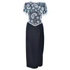 VICTORIA ROYAL Silver and Black Beaded Gown Size 6 8 4