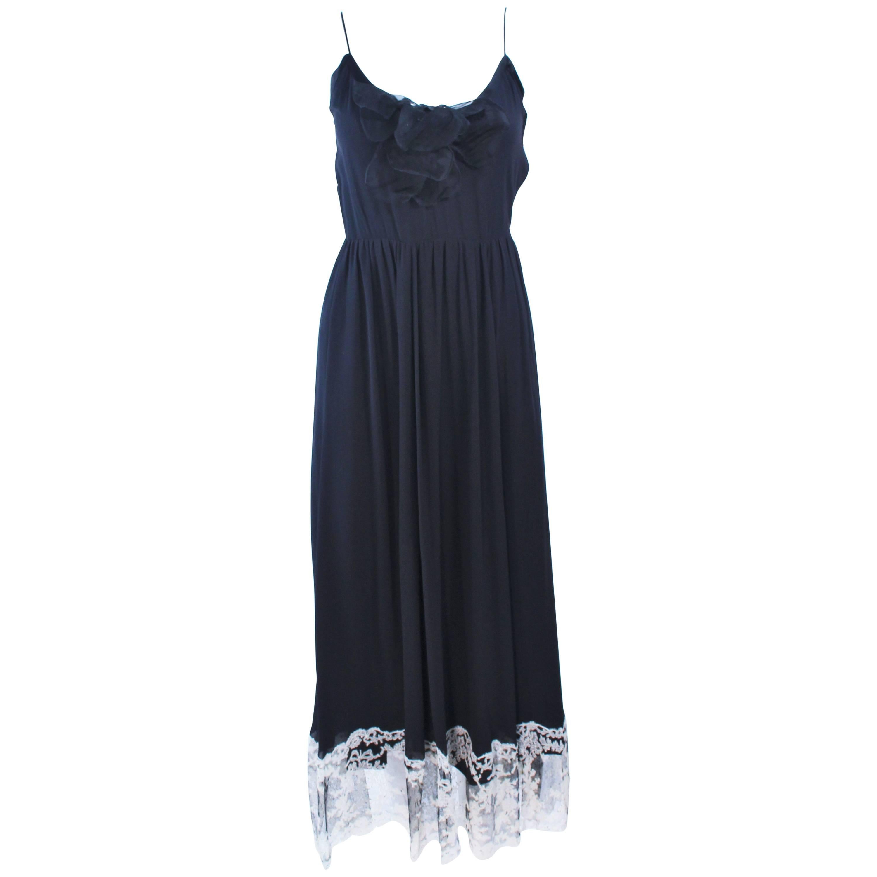 1970's Maggy Reeves Midnight Blue Gown with Silver Cage Belt For Sale ...