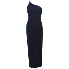 GIORGIO ARMANI Black Silk Asymmetrical One Shoulder Gown Size 44