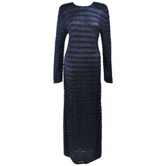 GIORGIO ARMANI Black Beaded Sheer Mesh Gown Size 42 10