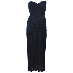JILL SANDER Black Draped Strapless Ruched Gown Size 4 6
