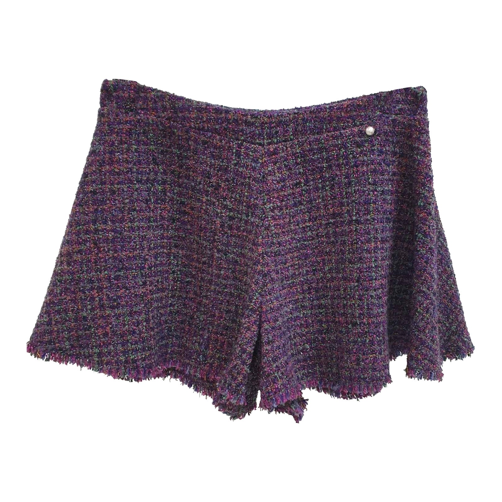 Chanel Violet Tweed Mini Shorts
