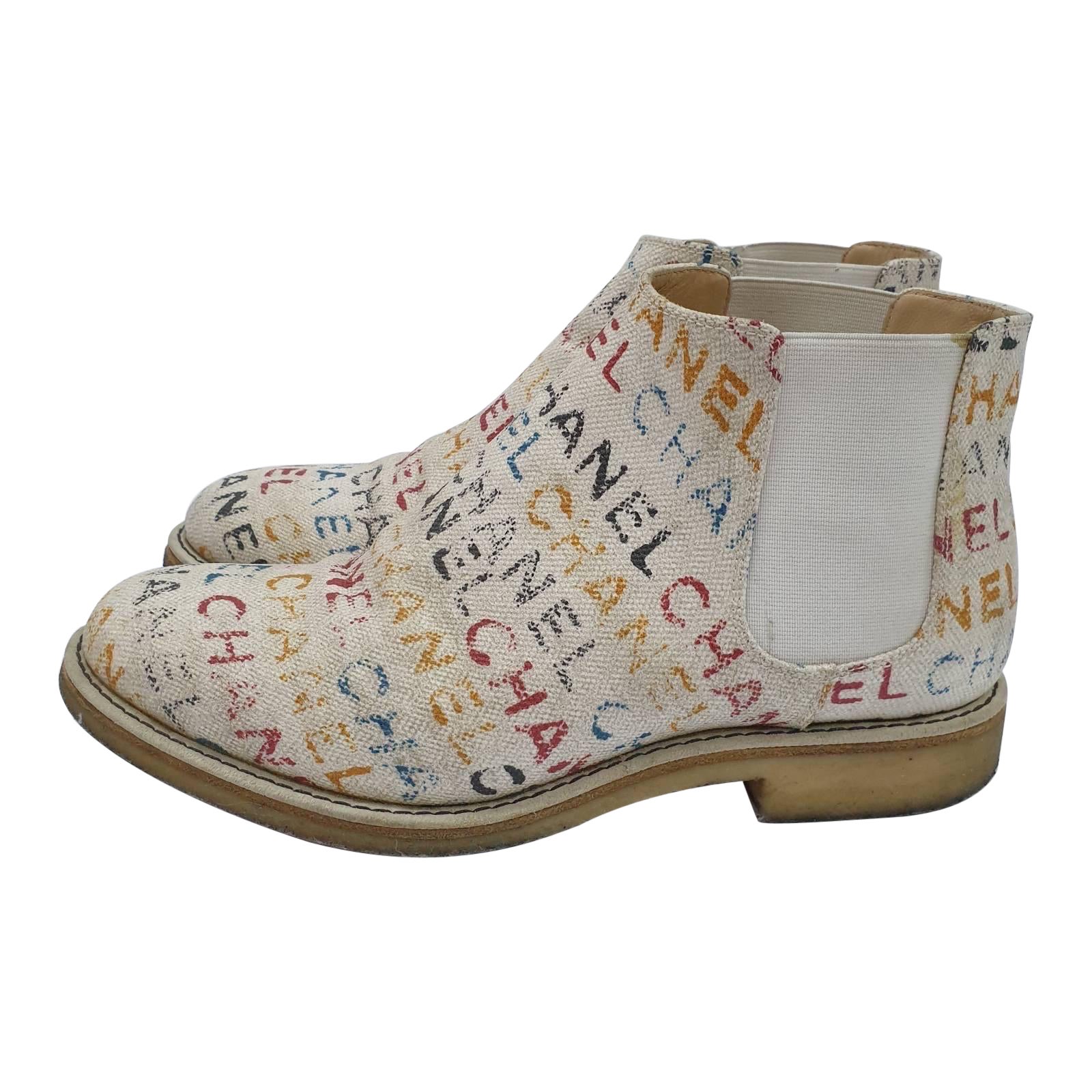 Chanel Canvas Boots - 9 For Sale on 1stDibs