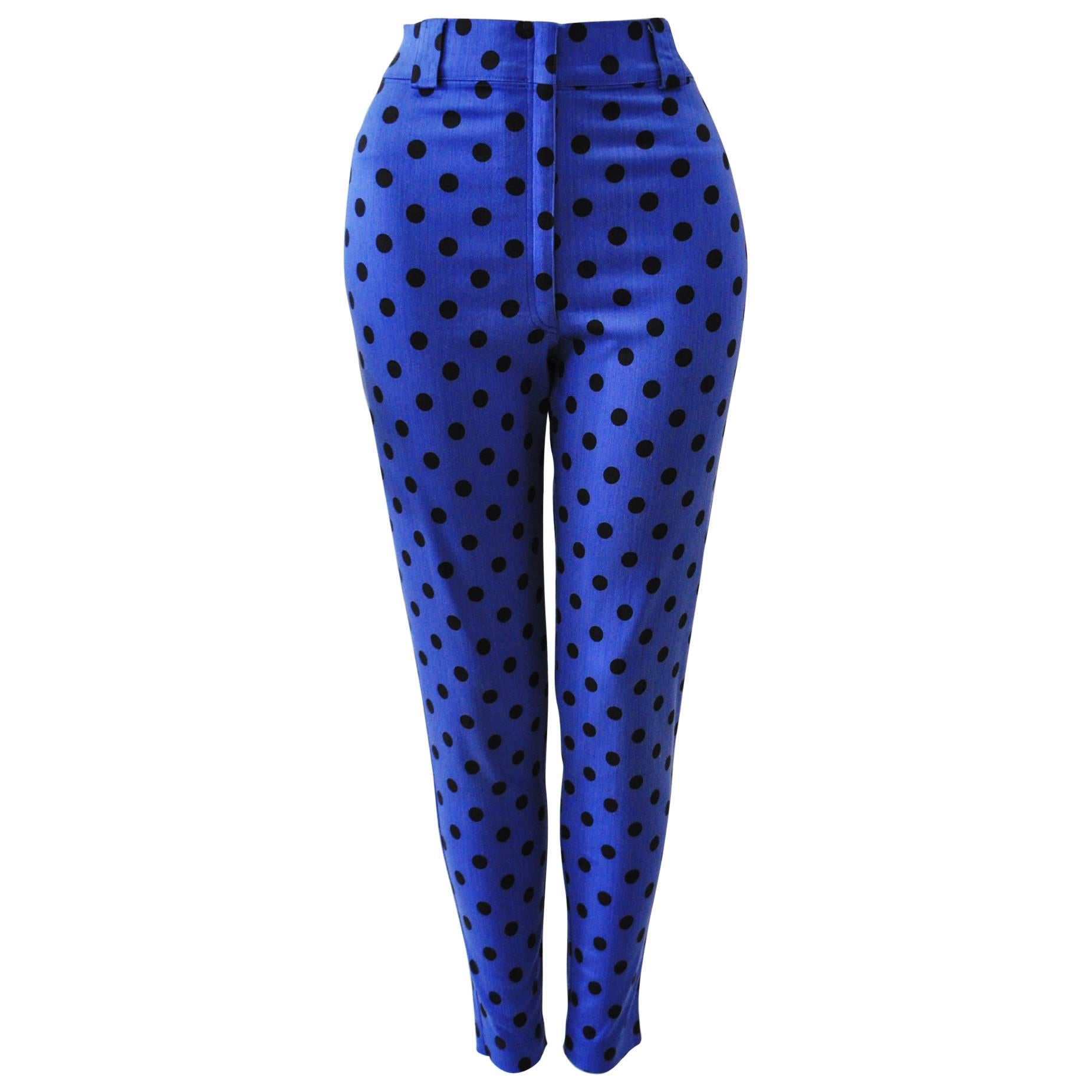 Gianni Versace High Waist Polka Dot Jeans Spring 1991 For Sale