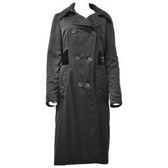 Gucci Black double-breasted coat with black and green velvet panel