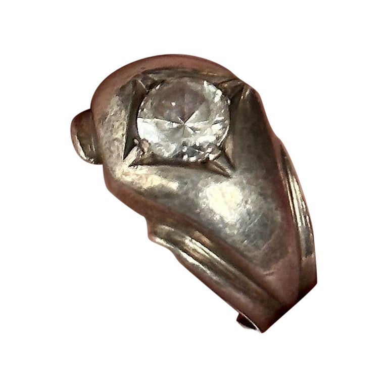 Vintage Sterling Silver Flush Mount Ring, unisex