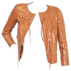 Vintage Christian Dior Brown Eel Leather Grommet Jacket (Galliano For Dior)