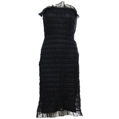 Vintage 60's COURREGES Black Silk Dress 8