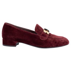 CHANEL burgundy velvet 2019 19B LUCKY CHARM Loafers Shoes 39 fit 38.5