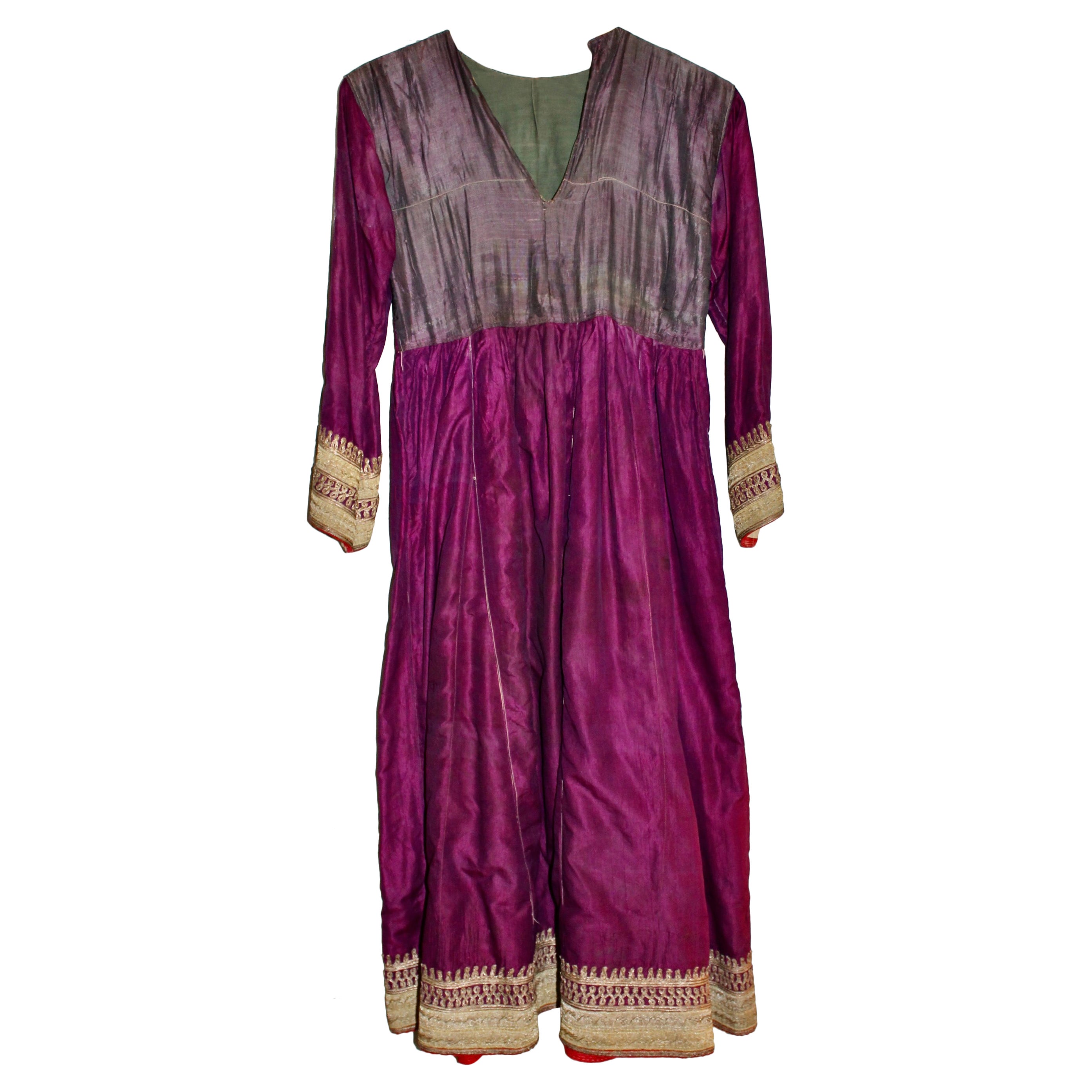 19c. Indian Tribal Violet Silk Dress For Sale