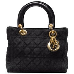 Lady Dior Bag Black Retro Suede