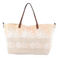 Valentino Open Tote Lace and Bead Embellished Canvas Large