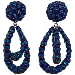 Francoise Montague Medium Navy Blue Lolita Clip Earrings