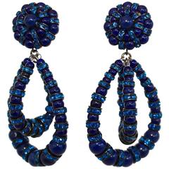 Francoise Montague Medium Navy Blue Lolita Clip Earrings 2