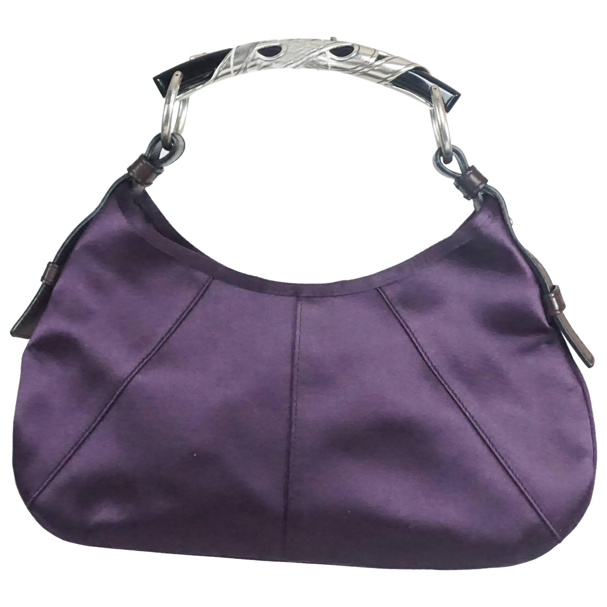 Tom Ford for Yves Saint Laurent Purple Satin Mombasa Bag For Sale