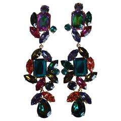 Philippe Ferrandis Multi Color Statement Clip Earrings 11
